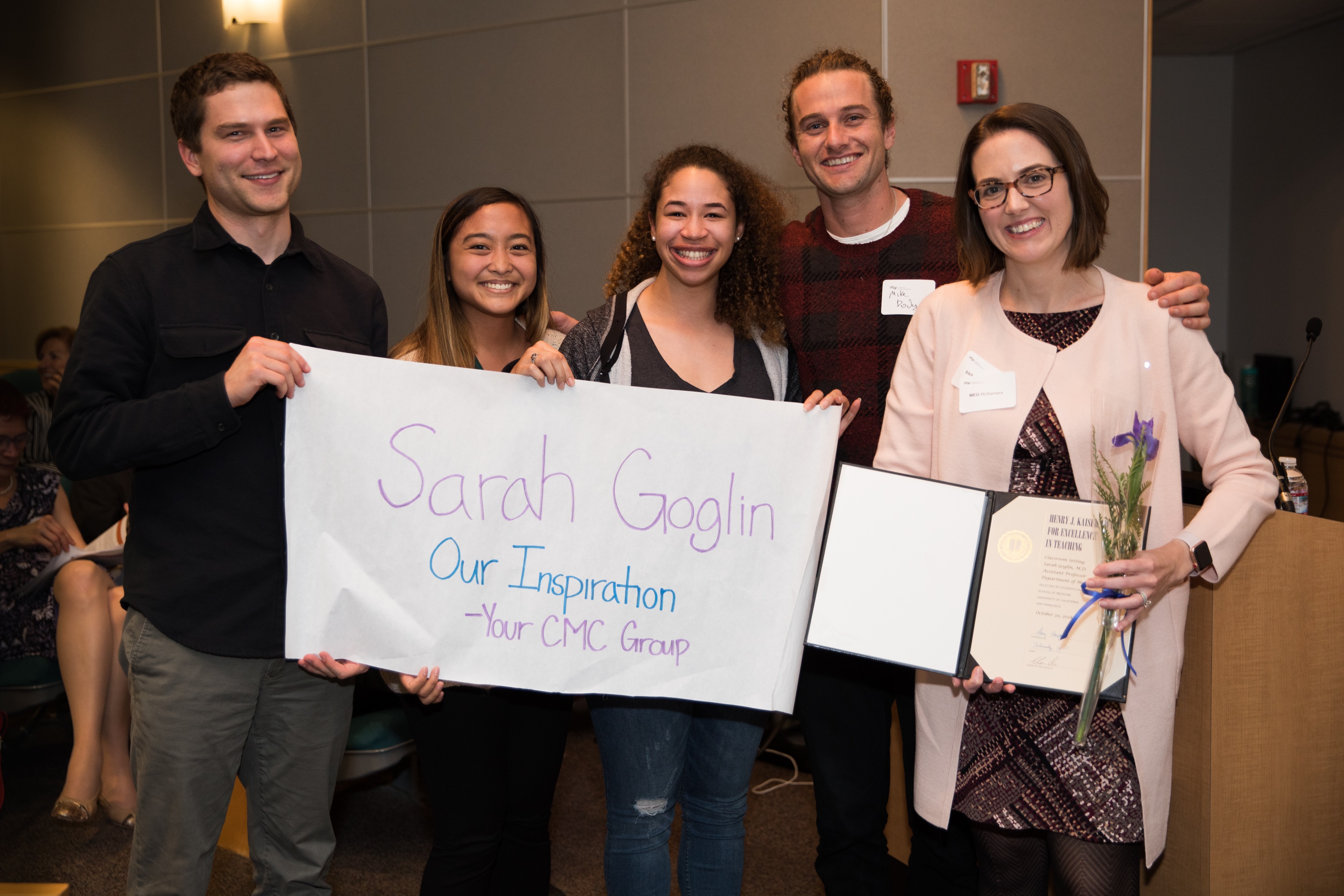 Sarah Goglin, MD, was presented with an award for Outstanding Coach 