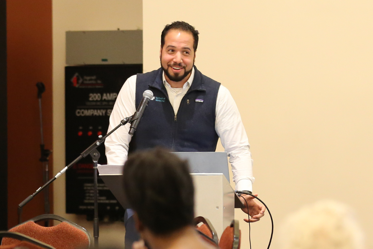 Person at a podium speaking