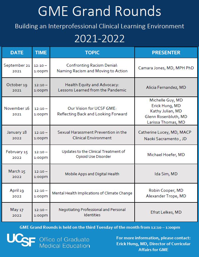 GME Grand Rounds 21-22 schedule 