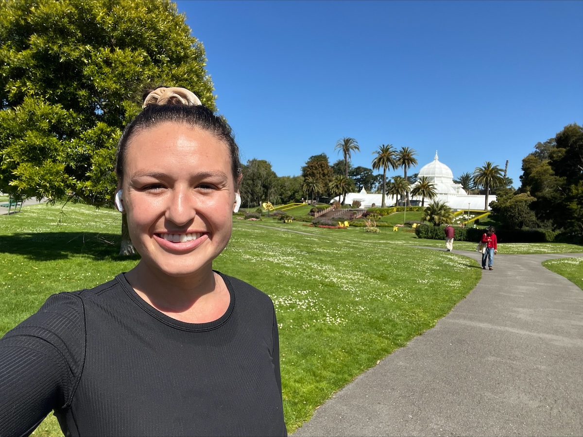 Nikki Apana smiling in Golden Gate Park