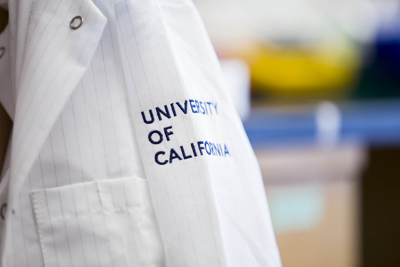 UCSF logo on white coat arm sleeve 