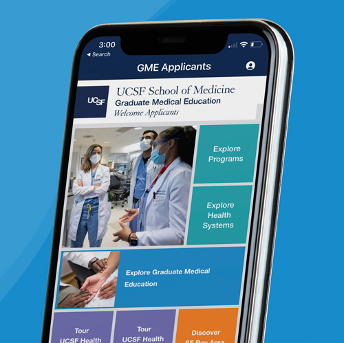screenshot of the GME Applicants section of the UCSF Mobile App