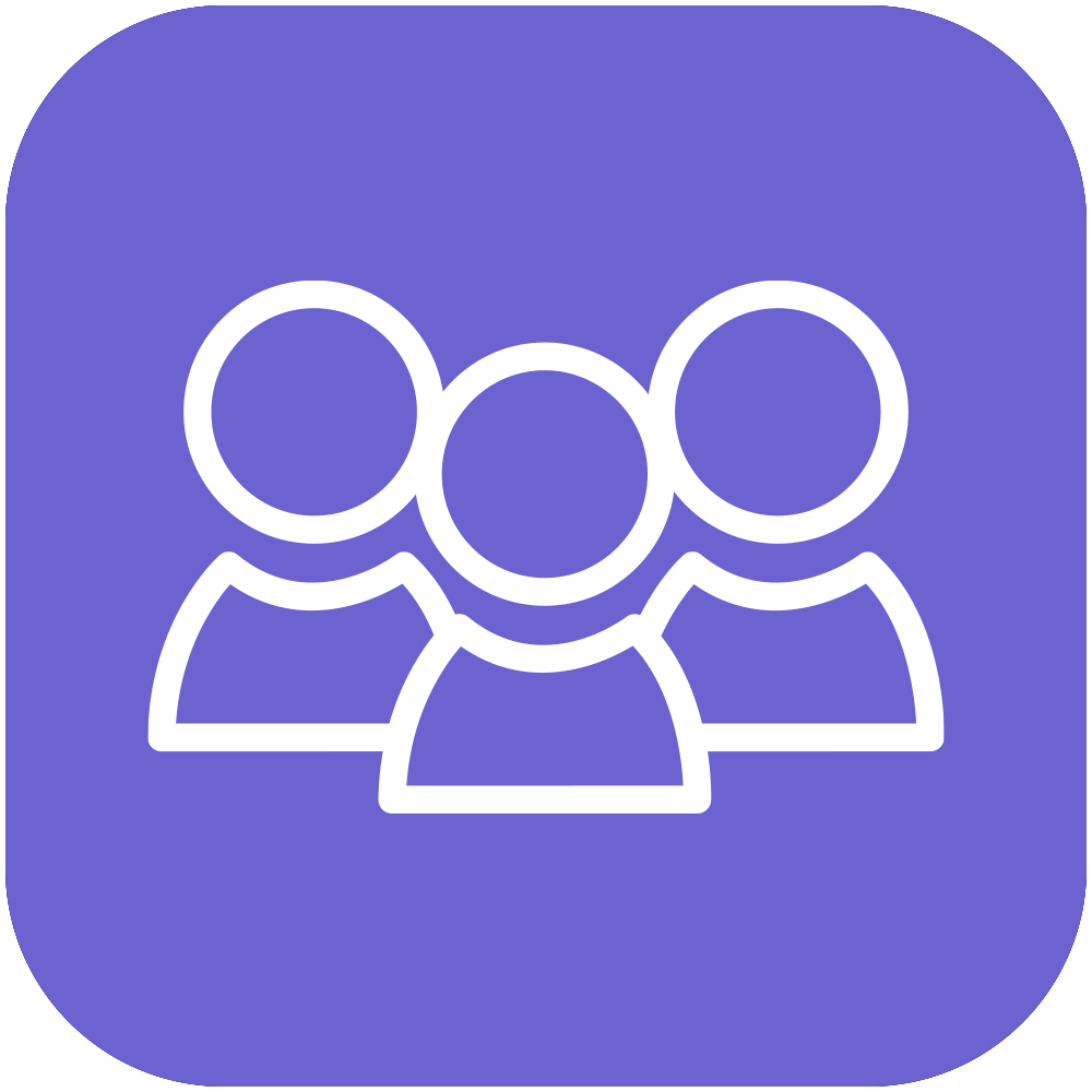 purple icon with three human figures meant to indicate patients