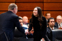 Two people shaking hands 